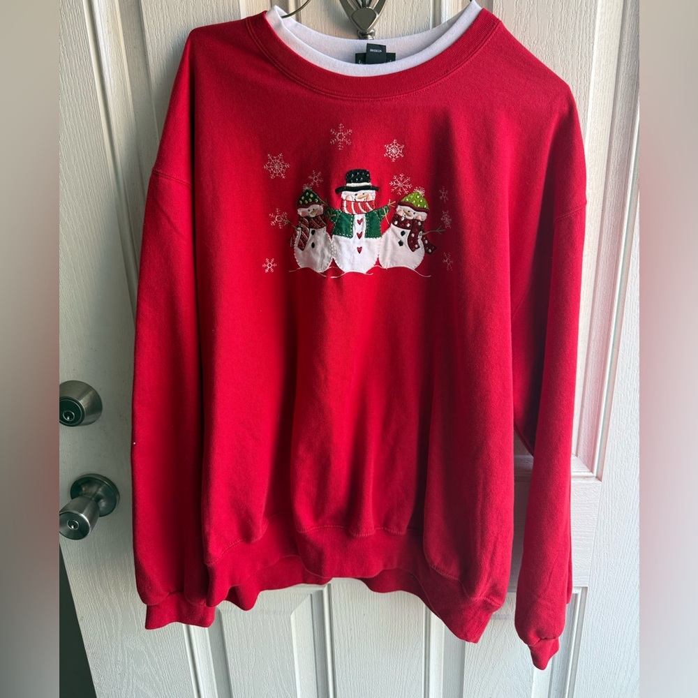 Festive Red Snowman Sweatshirt